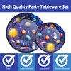 24 Guests Space Theme Party Supplies Outer Space Birthday Party Decorations Galaxy Party Tableware Set Planet Solar System Dessert Plates Napkins Forks for Kids Boys Party Favors 96 Pcs