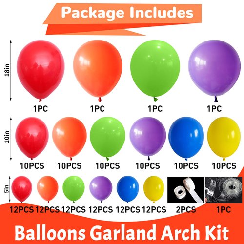 HILAVO Rainbow Balloon Arch Garland Kit 136 Pcs Assorted Colors Latex Helium Balloon Colorful Party Balloons for Kids Rainbow Birthday Fiesta Baby Shower Wedding Engagement Anniversary Party Decor