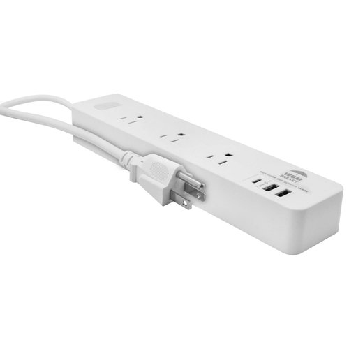 WBM Smart Extension Cord Socket 5.9 ft 10 A, Power Strip with 2 USB Ports and 1 Type C Plug, Multi Outlet Extender for Home, Office and Dorm Room
