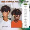 LEOSA Headband Wig with Bangs Head Wrap Wigs 2 in 1 Afro Wigs,Short Kinky Curly Wigs for Black Women Headwrap Wigs Afro High Puff with Bangs Wigs Synthetic Brown Wig with Multicolor Scarf Wigs