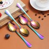 Rainbow Dinner Spoon of 4, Berglander 7.5" Stainless Steel Titanium Plating Shiny Mutil-Color Soup Spoons Silverware, Colorful Soup Spoon Table Spoon Set Sturdy Easy To Clean, Dishwasher Safe