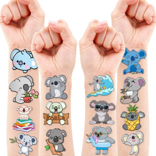 Koala Temporary Tattoos Birthday Party Supplies Decorations 96PCS Cute Tattoos Stickers Party Favors Kids Gifts Girls Boys Classroom School Prizes Themed