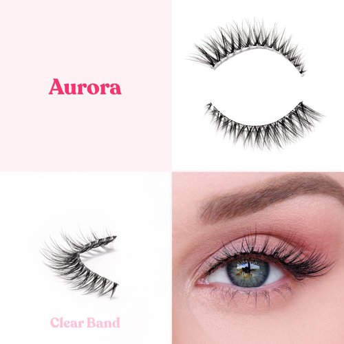 Silly George SuperNatural Series Starter Kit - Pretty Lashes with Adhesive Black Eyeliner | Clear and Flexible Band gives Lashes Natural Look | Extra Strong Hold for False Eyelashes (Aurora)