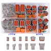Amliber 174Pcs 12 Kits DT Series Deutsch Connector Kit 2 3 4 6 8 12 Pin Connectors with Size 16 Stamped Contacts IP68 Waterproof Automotive Electrical Connectors Plug