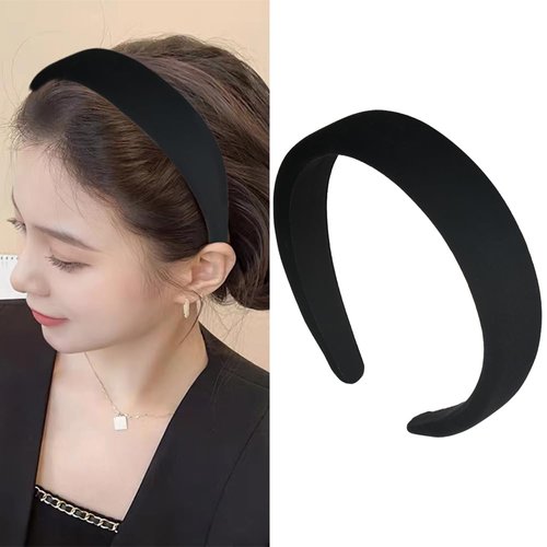 Black Headbands for Women Velvet Headband for Women Thick Headbands for Women Spa Headband Natural Hair Accessories for Women Girls Workout Headbands for Girls Black Velvet Head Bands for Women Girls