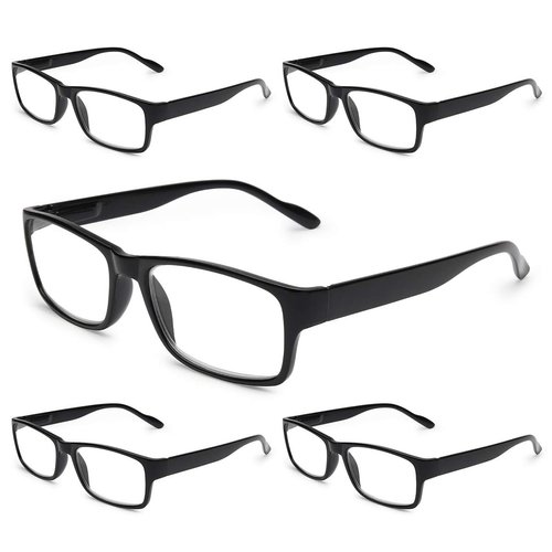 Gaoye 5-Pack Reading Glasses Blue Light Blocking,Spring Hinge Readers for Women Men Anti Glare Filter Lightweight Eyeglasses (5-pack Light Black, 1.5)