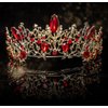 Jovono Baroque Queen Crowns Rhinestone Crowns and Tiaras Ruby Tiara Bridal Wedding Headpiece Costume Hair Accessories for Women and Girls