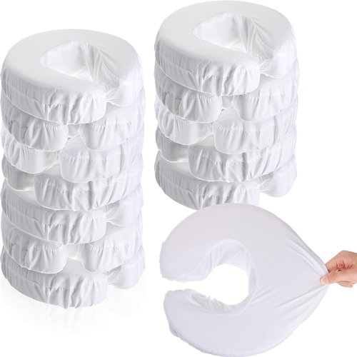 Tatuo 12 Pcs Face Cradle Covers for Massage Head Rest Covers Massage Bulk Microfiber Reusable Soft Thicker Massage Table Face Covers Oil Proof Headrest Cradle Sheets for Spa Beauty Salons (White)