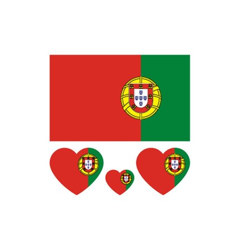 ZPDNURZL 10 Sheets Portugal Flag Tattoos Stickers 40 Pcs Waterproof Sweat Sports National Flag Removable Fake Tattoos