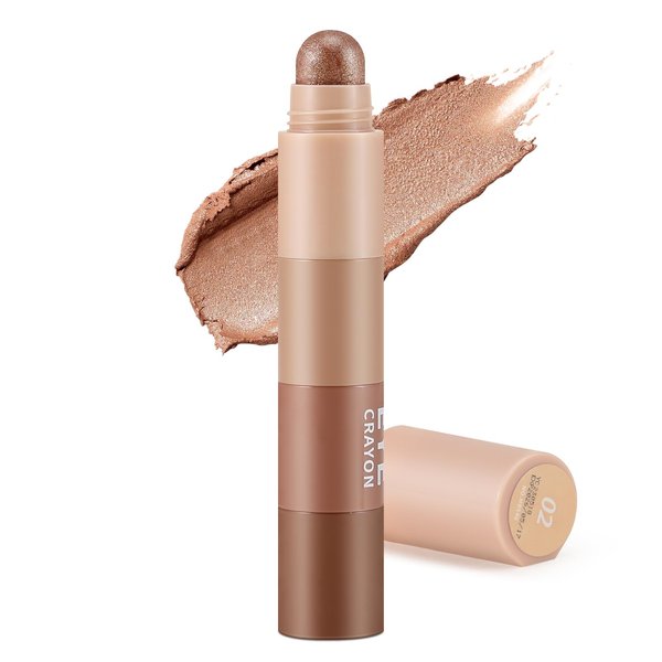 Apooliy 4 Color Eyeshadow Pencil，Glitter Eyeshadow Stick，Creamy Matte Eye Shadow Pen，Face & Eye Highlighter Pen，Highly Pigmented Crayon Nude Eyeshadow