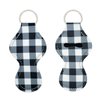 allydrew 10 Pack Chapstick Holder Keychain, Keyring for Lip Balm Lip Gloss Lipstick with 10 Pieces Metal Keyring Clasps, Blue & White Plaid