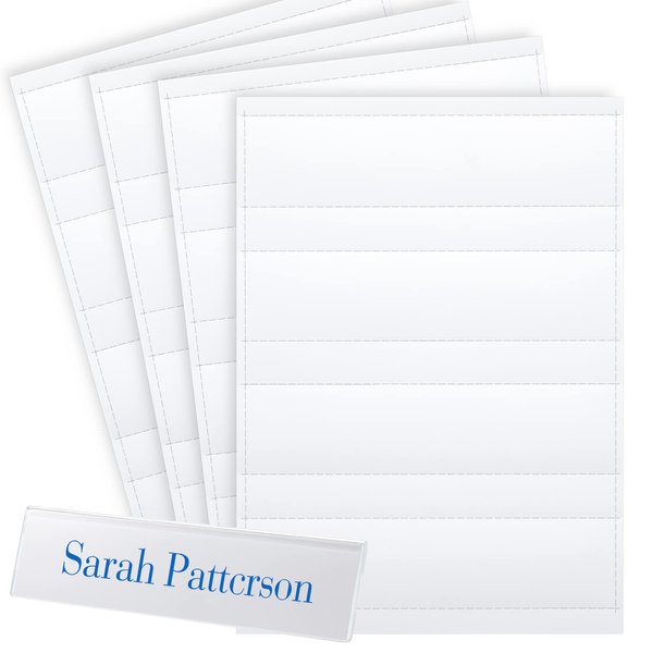 Perforated Paper Nameplate Inserts Printable Name Plate Inserts Print or Write Paper Inserts Blank Paper Name Badge Inserts for Business Meetings Corporate Events(30 Pack,8 x 2 Inch)