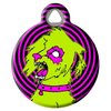 Dog Tag Art Halloween Zombie Custom Pet ID Tag for Dogs and Cats, Personalized Dog Tag with Customized Identification Information, Zombie Poodles on The Loose, Small (7/8" Diameter)