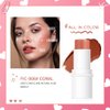 Yeweian Blush Stick, Matte Cream Blush Stick for Cheeks, Eyes and Lips Natural Makeup Waterproof Long Lasting(06 Coral)