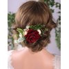Anglacesmade Bridal Flower Hair Comb Burgundy Dark Red Rose Cream Daisy Eucalyptus Greenery Headpiece for Rustic Wedding Photo Shoot Prom Party Festival