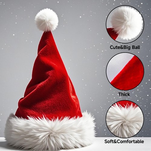Solvora Santa Hat - Christmas hats Adults - Unisex Adult Santa Hats Suitable for Christmas New Year Holiday Party Supplies
