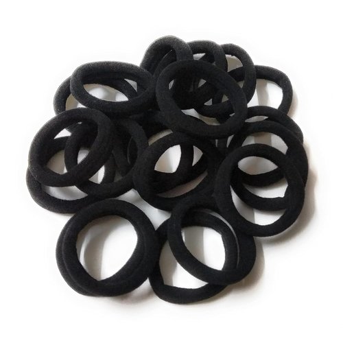 Darling Hair Accessories Hair Bands, Thick Elastic Cotton Stretch Hair Ties/Ponytail Rubber Bands, Black, Pack of 30