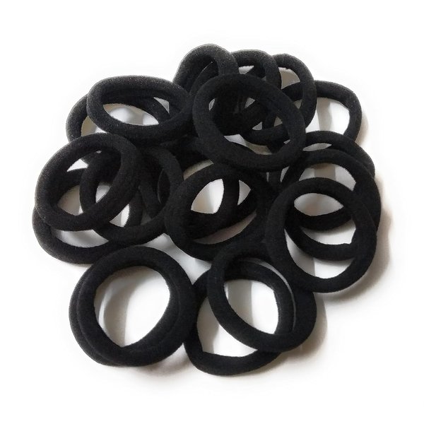 Darling Hair Accessories Hair Bands, Thick Elastic Cotton Stretch Hair Ties/Ponytail Rubber Bands, Black, Pack of 30