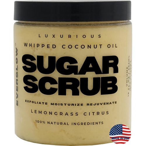 SUGAR SCRUB ALL NATURAL LUXURIOUS -LEMONGRASS CITRUS Whipped Coconut Oil Sugar Scrub JUMBO 19 Fl Oz Tub