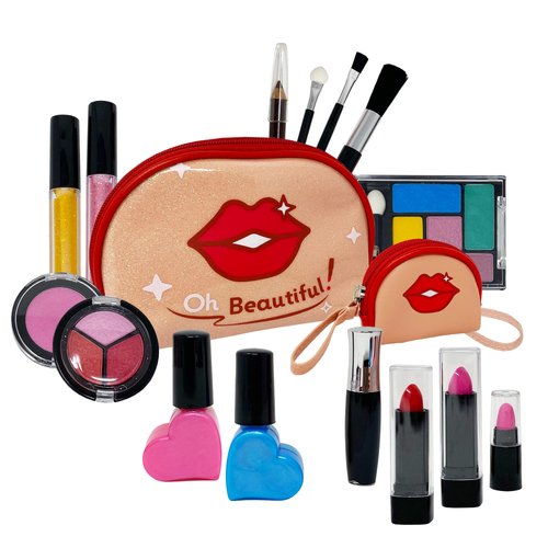 Kids Makeup Kit for Girl, Makeup for Kids, Little Girls Makeup Set, Play Makeup Kit for Girls, Toddler Makeup Kit with Kid Makeup for Girls, Accessories, Cosmetic Bag, Toy Makeup Set for Girls 3+
