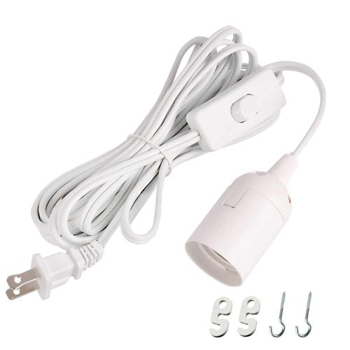 Simple Deluxe 1-Pack 15 Feet Extension Hanging Lantern Pendant Light Lamp Cord Cable E26 Socket (no Bulb Included) On/Off Switch, 6-Pack Lamp Cord