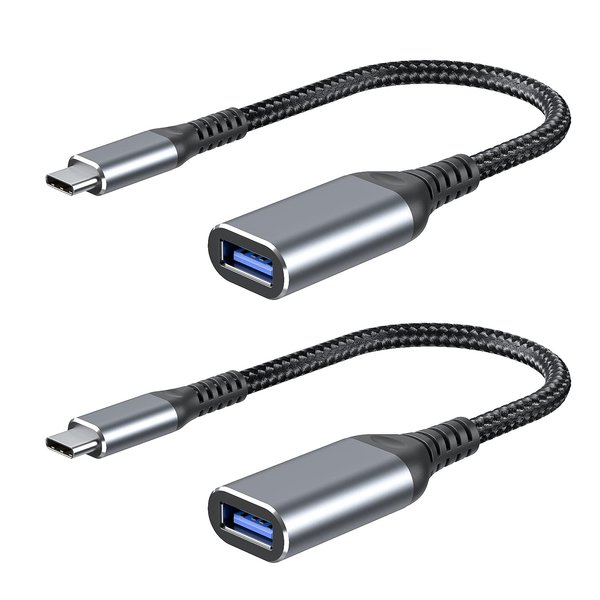 ZIYUETEK USB C to USB Adapter USB C Male to USB3.0 Female Cable Type c to USB Suitable for Cellphone Charging or OTG PC and Laptop,3.9 inch Sliver,2-PCS