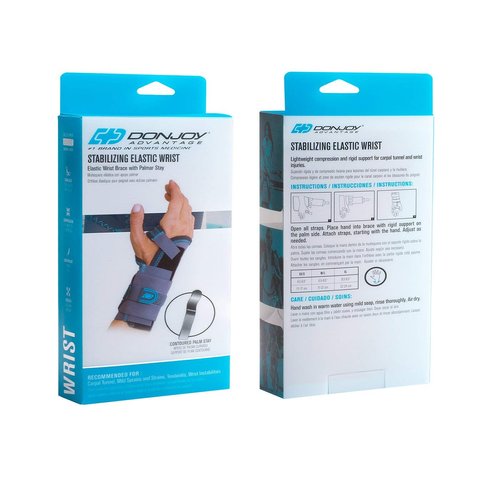DonJoy Advantage DA161WB01-GRY-M/L-L Stabilizing Elastic Wrist Brace for Carpal Tunnel, Sprains, Strains, Tendonitis, Instabilities, Palm Stay