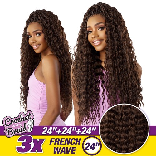 Sensationnel Lulutress Crochet Braiding hair - 3X French Wave synthetic with pre-styled - LULUTRESS 3x French Wave 24 inch (T1B/30)