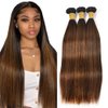 24 26 28 Inch P4/30 Bundles Ombre Straight Human Hair Bundles Brazilian Unprocessed Virgin Hair Two Tone Highlight Bundles Human Hair Light Brown Straight Bundles Remy Hair Extensions