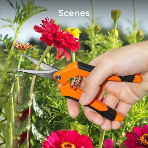GROWNEER 3 Packs 6.5 Inch Pruning Shears Gardening Hand Pruning Snips Gardening Scissors with Straight Stainless Steel Precision Blades