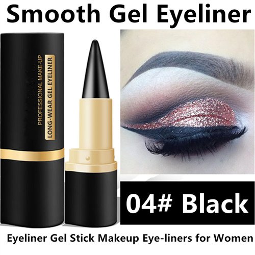 Go Ho Black Gel Eyeliner Stick,Natural Black Eyeliner Cream for Women,Waterproof Eye Black Cat Smokey Eyeshadow Stick Crayon,Goth Halloween Makeup,delineador de ojos contra el agua