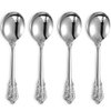 KEAWELL Gorgeous Round Soup Spoon, Set of 4, 18/10 Stainless Steel, Luxury Bouillon Spoon, Dishwasher Safe, Fine Mirror Polished (Silver)