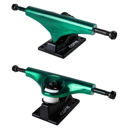 Core Skateboard Trucks 5.25 (8.0") Anodized Green/Black Base, Premium Bushings
