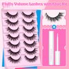 wiwoseo Lashes Natural Look Eyelashes with Lash Glue Cat Eye Lashes with Glue Kit Natural Lashes Extension Wispy Lashes with Eyelash Glue Short Lashes with Clear Lash Glue 7 Pairs Pack