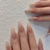 Kamize Almond Fake Nails Long Acrylic Press on Nails Gradient Full Cover False Nails Jelly for Women and Girls 24PCS
