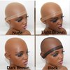 H&W HD Wig Caps Skinlike Real Ultra Thin Stretchy Stocking Sheer Invisible and Breathable Sheer Caps for Women Lace Front Wig (Light Brown, 24 Pieces + 01 Wig Band)