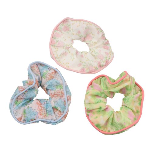 3Pcs Elastic Scrunchies, Flower Printed Hair Ties Vintage Pastoral Style Ponytail Holder Floral H...
