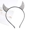Halloween Devil Horns Headband Rhinestone Skull Head Boppers Hair Band Sparkle Crystal Skeleton Headpiece Party Cosplay Props Dress Supplies Costume Hair Accessories for Women Girls (Set 2pcs)