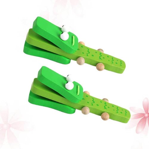 SUPVOX 2pcs Wood Hand Clappers: Wooden Crocodile Castanet Noise Makers - Long Handle Design for Easy Grasping, Musical Instruments for Sensory Play and Development