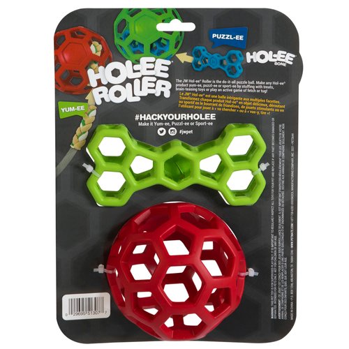 JW HOL-ee Holiday for Dogs, Treat Ball Dog Toy Throw Toy & Pull Toy - 2 Pack