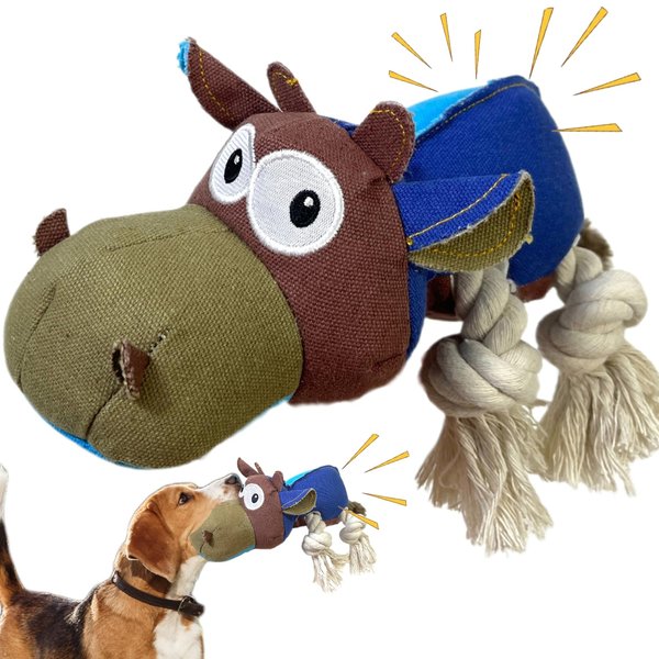 BIKIISEN Dog Toys for Aggressive Chewers, Squeaky Plush Dog Chew Toys, Interactive Tug of War Dog Toys to Keep Them Busy, Tough Dog Stuffed Animals for Teething, Dog Toy for Small/Medium Breed