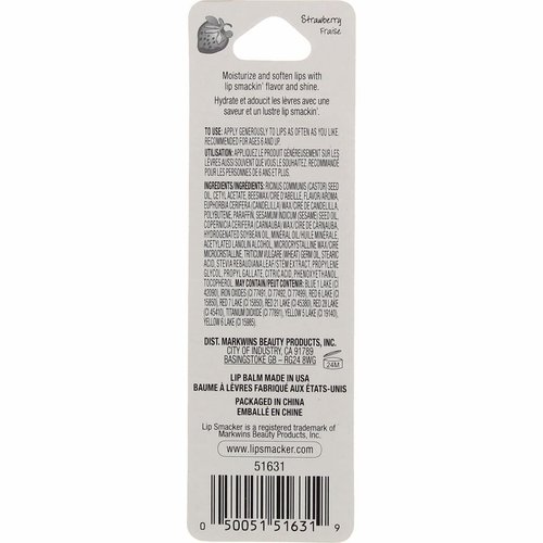 Lip Smacker Strawberry Lip Balm, 0.14 oz (Pack of 3)