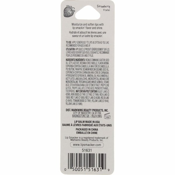 Lip Smacker Strawberry Lip Balm, 0.14 oz (Pack of 3)