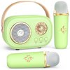 Mini Karaoke Machine with 2 Wireless Microphones,Portable Bluetooth Karaoke Machine for Kids Toys Gifts Boys Girls 3 4 5 6 7 8 9 10 11 12+ Years Old Home Party Birthday Karaoke Fun Set-Green