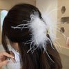2Pcs Artificial Ostrich Feathers Hair Claw Clips Strong Hold Nonslip Hair Jaw Clips Barrettes Hairgrip Clamp Hair Styling Accessories for Girls Women Ladies, Black and White