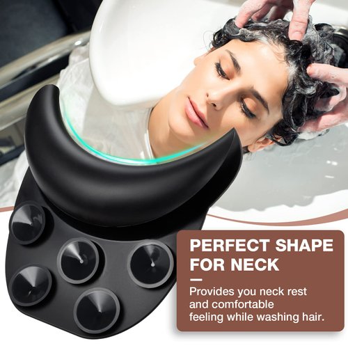 Noverlife Soft Silicone Shampoo Bowl Neck Rest, Non-Slip Shampoo Bowl Neck Pillow, Salon Sink Neck Cushion with Suction Cups, Salon Silicone Hair Washing Neck Pillow for Salon Hair Spa Washing Basin