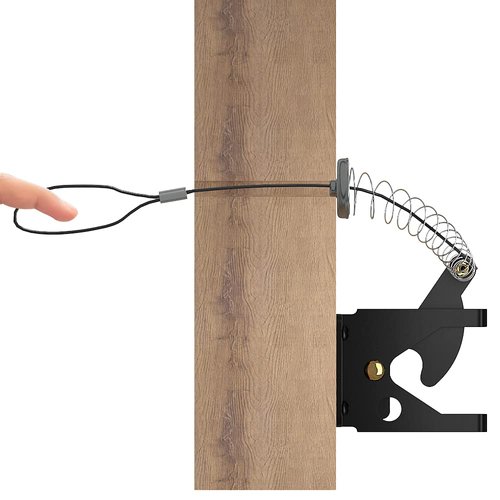 skysen Self Locking Fence Gate Latch Carbon Steel Black/Lock Post Mount with Stainless Steel Spring Cable Pull(JLXSDS-1)