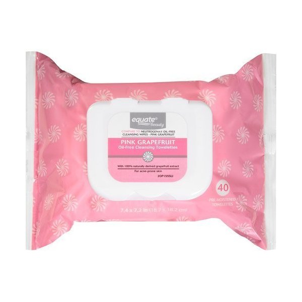 Equate Beauty Pink Grapefruit Oil-Free Cleansing Towelettes, 40 sheets