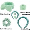 AUDTOPE 7Pcs Spa Headband and Wristband Set, Face Wash Headband Makeup Skincare Headband Wrist Bands Thick Puffy Sponge Bubble Headband Wrist Scrunchies Claw Clips for Washing Face, Green