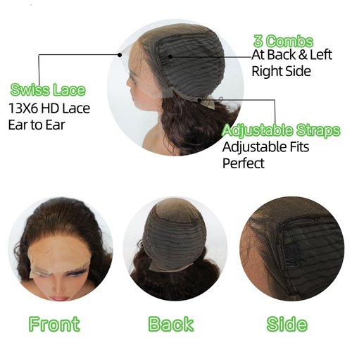 MISS FANCY Blue Lace Front Wigs Human Hair Long Curly Wigs For Black Women 13X6 HD Front Lace Pre Plucked Synthetic Fibers Deep Wave Wig 32 Inch Daily Wear and Go Glueless Wigs Human Hair (BLUE#)